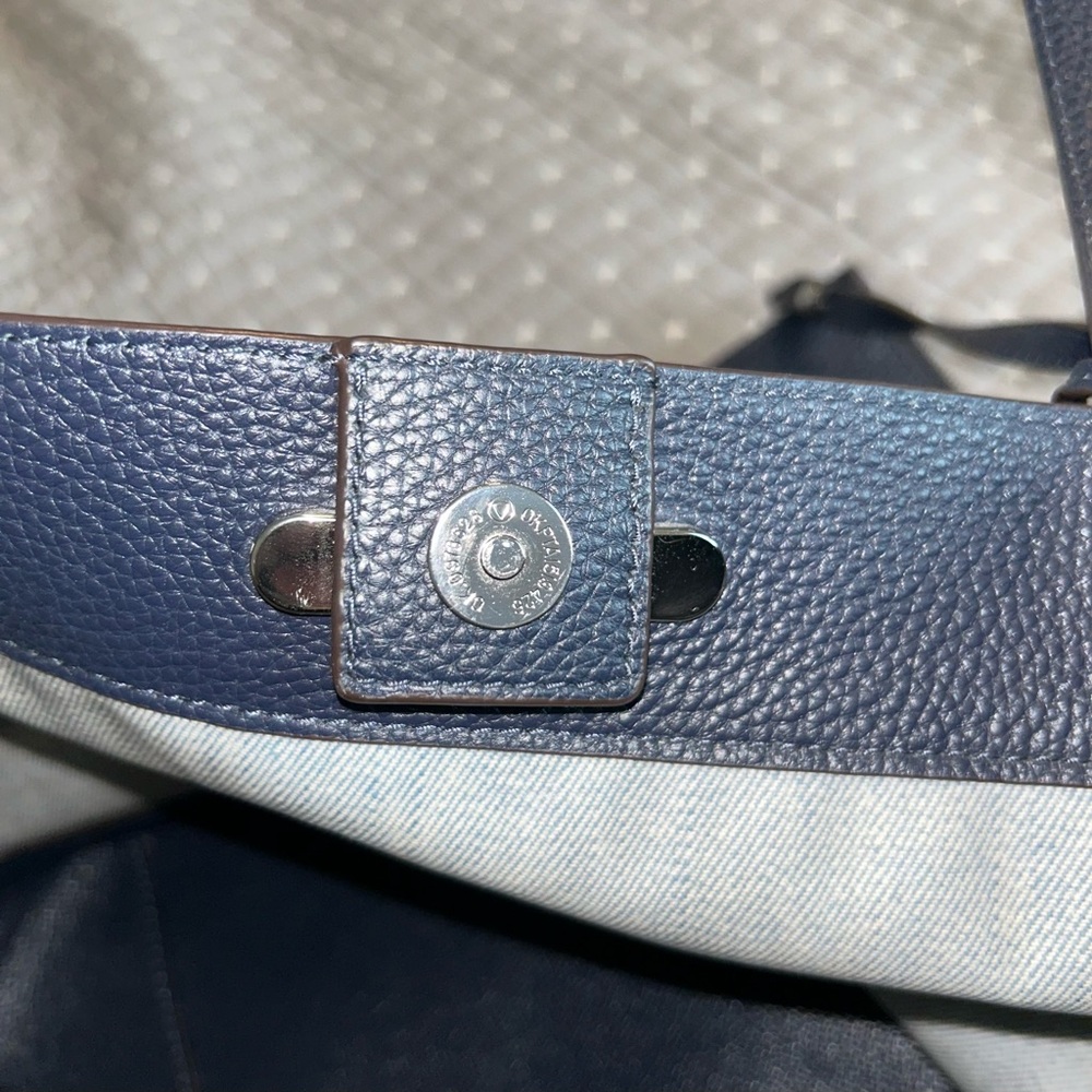Michael Kors Navy Leather and Denim Striped Tote 👜 - Picture 7 of 16